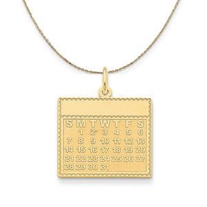 14k Yellow Gold Monday Start Perpetual Calendar Necklace - 20 Inch